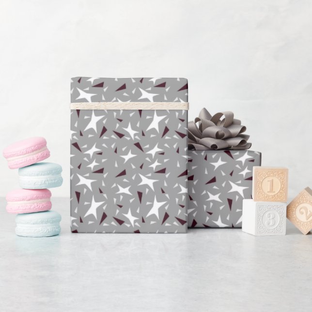Subtle Geometry: Stars & Triangles – Grey Wrapping Paper (Baby Shower)