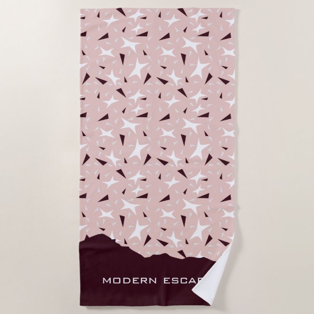 Subtle Geometry: Stars & Triangles – Pink Beach Towel (Front)
