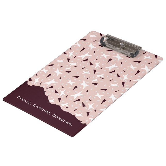 Subtle Geometry: Stars & Triangles – Pink Notebook Clipboard (Angled)