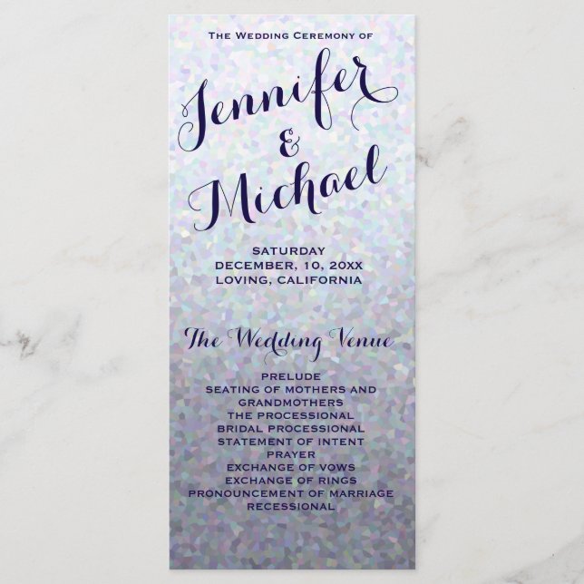 Subtle Glitter Wedding Program Programme (Front)