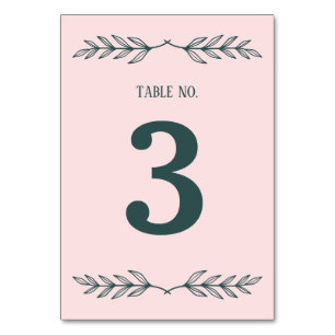 Subtle Grace Blush & Slate Grey Floral Wedding Table Number