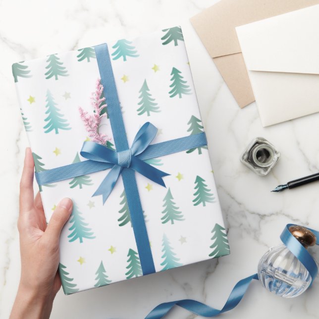  Subtle green trees Christmas Wrapping Paper (Gifting)