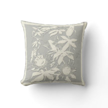 Subtle Grey and White Floral Pillow