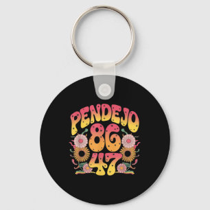 Subtle Groovy Retro Pendejo Floral Anti-trump 8647 Key Ring
