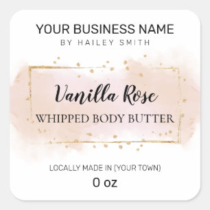 Subtle Ink Pink And Gold Whipped Body Butter Square Sticker