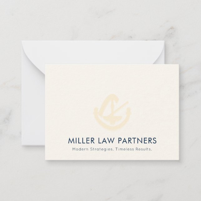 Subtle Ivory Legal Logo Note Card (Front)