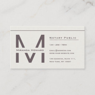 Subtle Ivory Minimalist Monogram Business Card