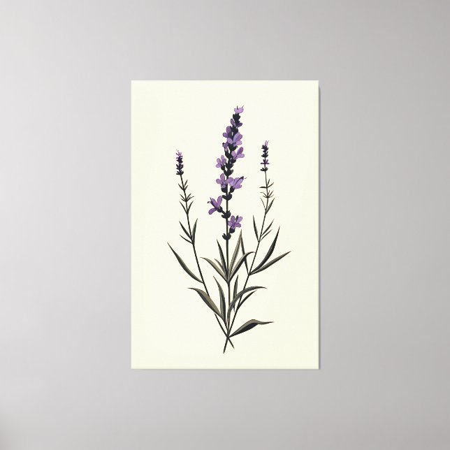 Subtle Lavender Sprig on Ivory Canvas  (Front)