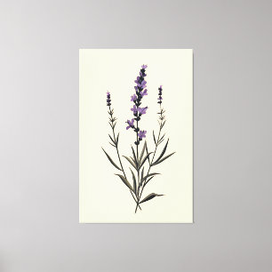Subtle Lavender Sprig on Ivory Canvas  Print
