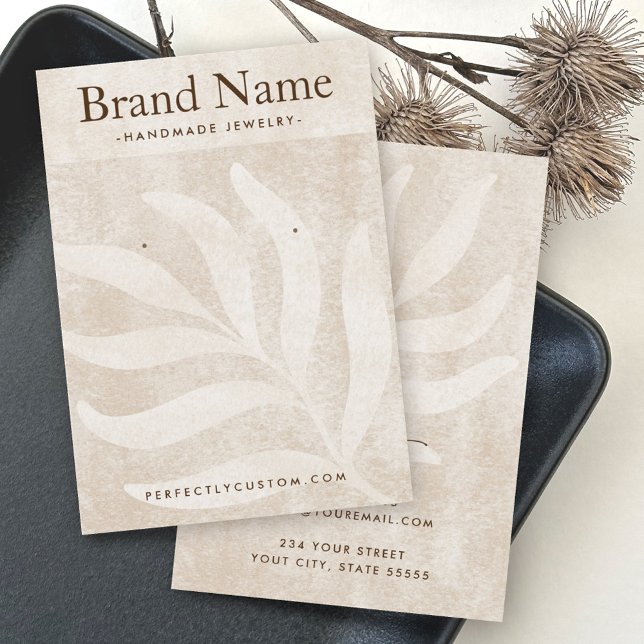 Subtle leaf ivory light tan brown display card (Creator Uploaded)
