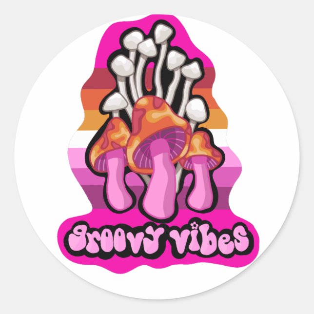 Subtle Lesbian Flag Mushroom Sticker (Front)