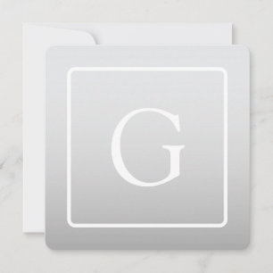 Subtle Light Grey Gradient Surname Monogram  Card