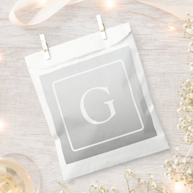 Subtle Light Grey Gradient Surname Monogram  Favour Bags (Clipped)