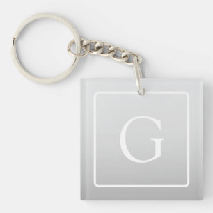 Subtle Light Grey Gradient Surname Monogram Key Ring