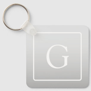 Subtle Light Grey Gradient Surname Monogram Key Ring