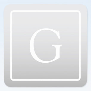 Subtle Light Grey Gradient Surname Monogram  Square Sticker
