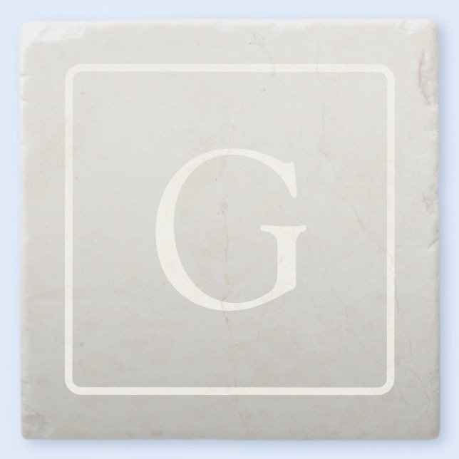 Subtle Light Grey Gradient Surname Monogram  Stone Coaster (Creator Uploaded)