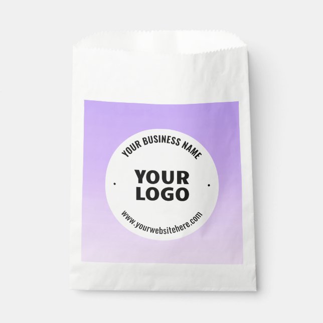Subtle Light Purple Ombre & Your Business Logo Favour Bags (Front)