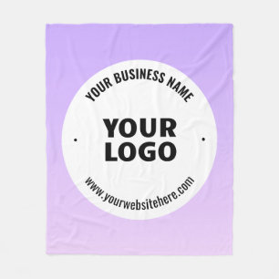 Subtle Light Purple Ombre & Your Business Logo Fleece Blanket
