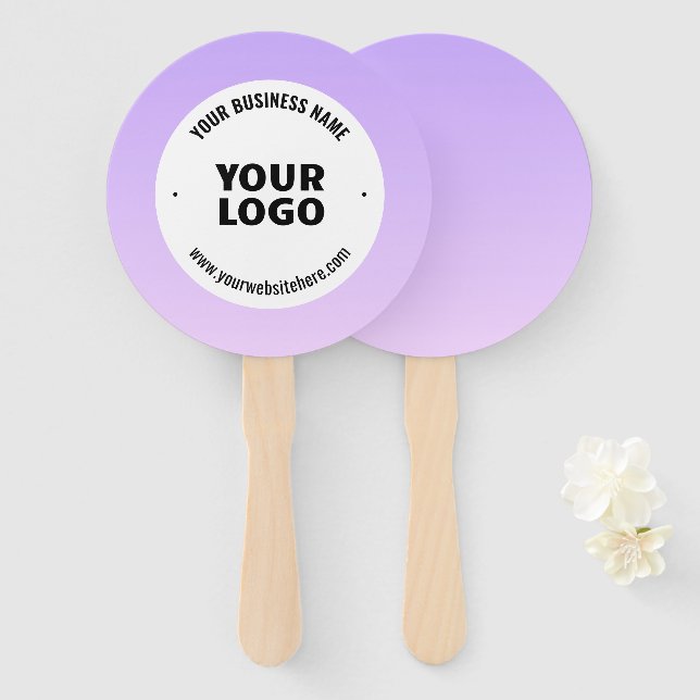 Subtle Light Purple Ombre & Your Business Logo Hand Fan (Front and Back)