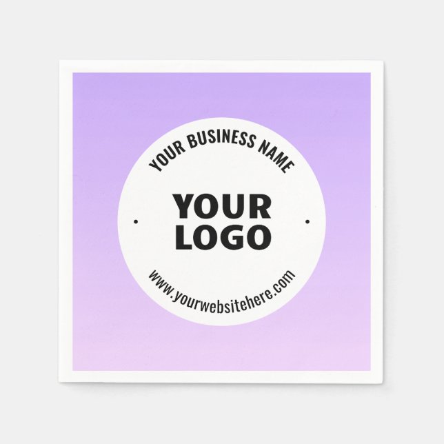 Subtle Light Purple Ombre & Your Business Logo Napkin (Front)