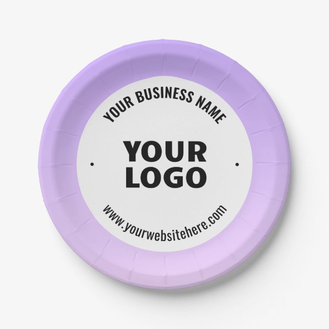 Subtle Light Purple Ombre & Your Business Logo Paper Plate (Front)