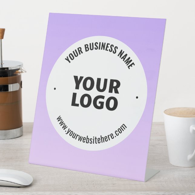 Subtle Light Purple Ombre & Your Business Logo Pedestal Sign (In SItu)