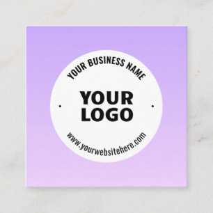 Subtle Light Purple Ombre & Your Business Logo Square Business Card