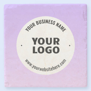 Subtle Light Purple Ombre & Your Business Logo Stone Coaster