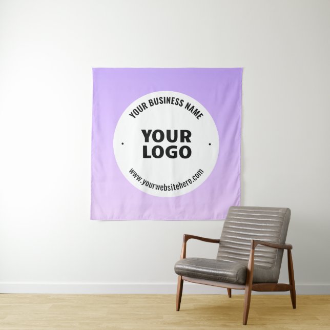 Subtle Light Purple Ombre & Your Business Logo Tapestry (In Situ)