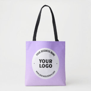 Subtle Light Purple Ombre & Your Business Logo Tote Bag