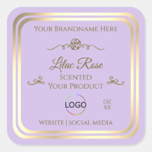 Subtle Lilac Product Label Gold Frame with Logo