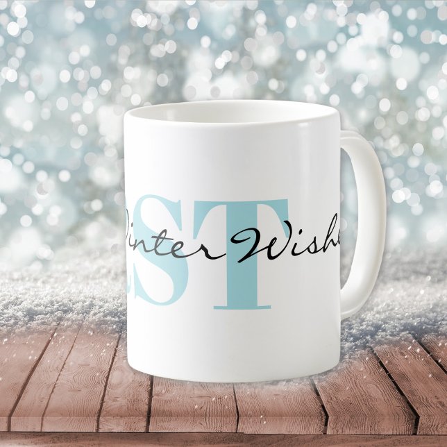 Subtle Monogram and Warm Winter Wishes Coffee Mug (Creator Uploaded)