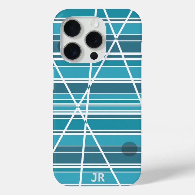 Subtle Monogram Aqua and white Abstract Case-Mate iPhone Case (Back)