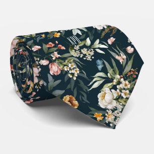 Subtle Monogram Colourful Floral Pattern Necktie