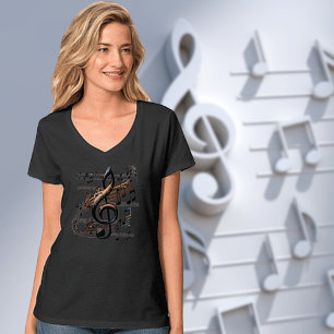 Subtle Musical Design V-Neck T-Shirt