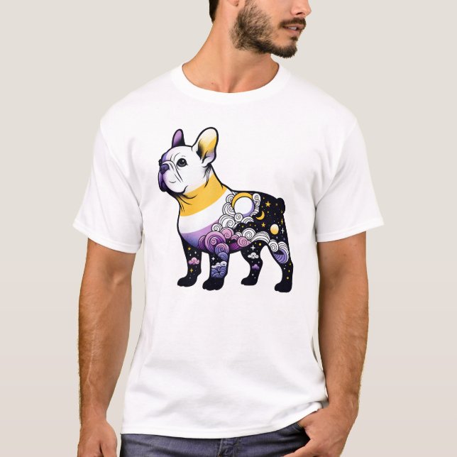 Subtle Non Binary French Bulldog Moon Pride Month T-Shirt (Front)