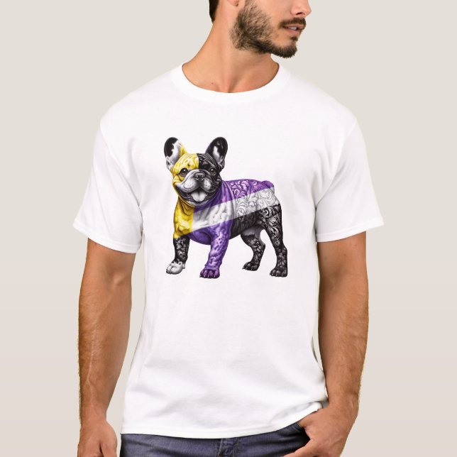 Subtle Non Binary French Bulldog Pride Month LGBTQ T-Shirt (Front)