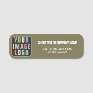 Subtle Olive Green Custom Graphic Identity Display Name Tag