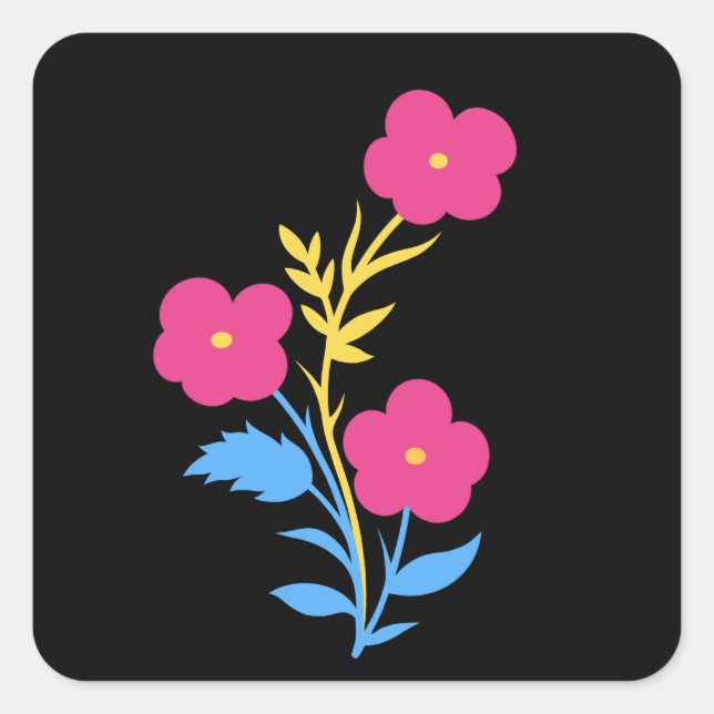 Subtle Pansexual Flag Flowers Square Sticker (Front)