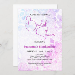 Subtle Pastel Floral Background Bridal Shower  Invitation