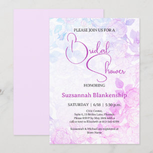 Subtle Pastel Floral Background Bridal Shower  Invitation