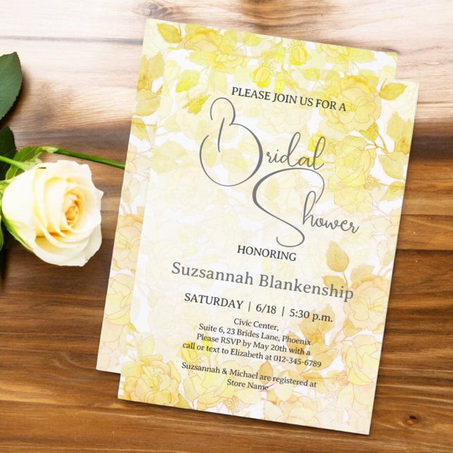 Subtle Pastel Floral Background Bridal Shower  Invitation (pastel floral front and back bridal shower invitation)