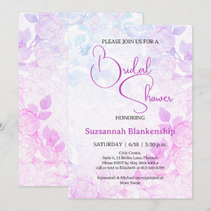 Subtle Pastel Floral Background Bridal Shower  Invitation