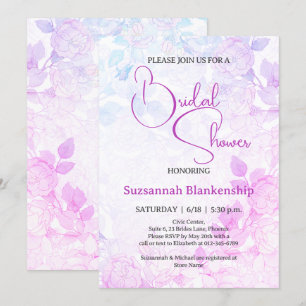 Subtle Pastel Floral Background Bridal Shower Invitation