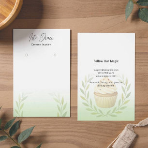 Subtle Pastel Foliage Cupcake Design Card
