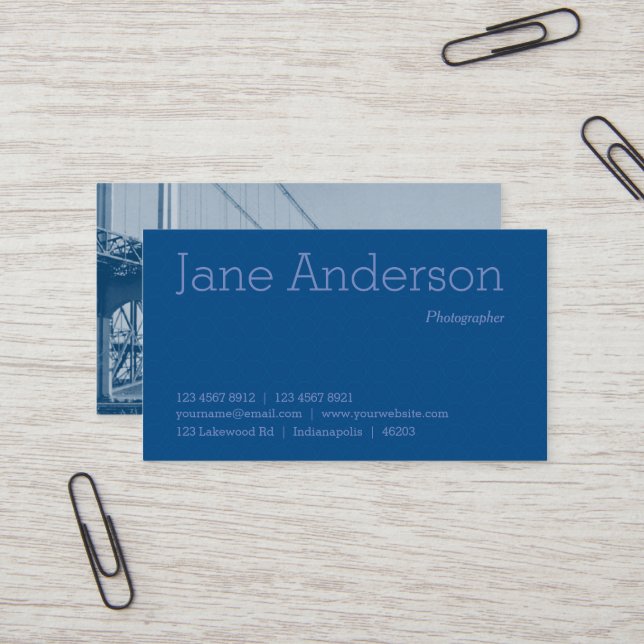 Subtle Pattern Elegant Blue Business Card (Front/Back In Situ)