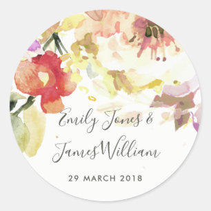 SUBTLE PEACH PINK WATERCOLOR FLORAL  ENVELOPE SEAL