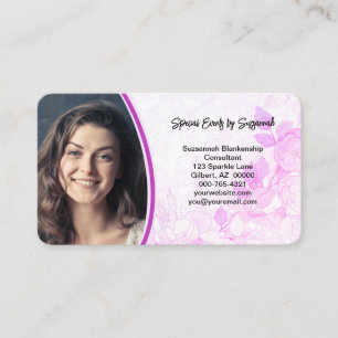 Subtle Pink Floral Background Professional Photo Business Card