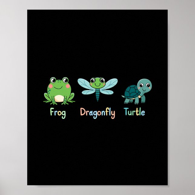 Subtle Political Humor Frog Dragonfly Turtle  Poster (Front)